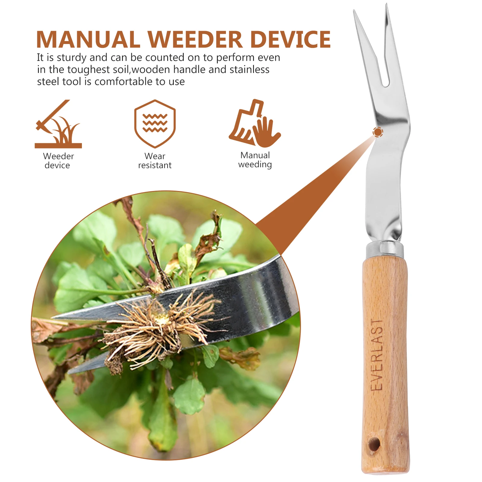 

Stainless Steel Weed Puller Metal Weeding Tool Garden Cultivator Soil Loosener Transplanter Durable Manual Device Gardening