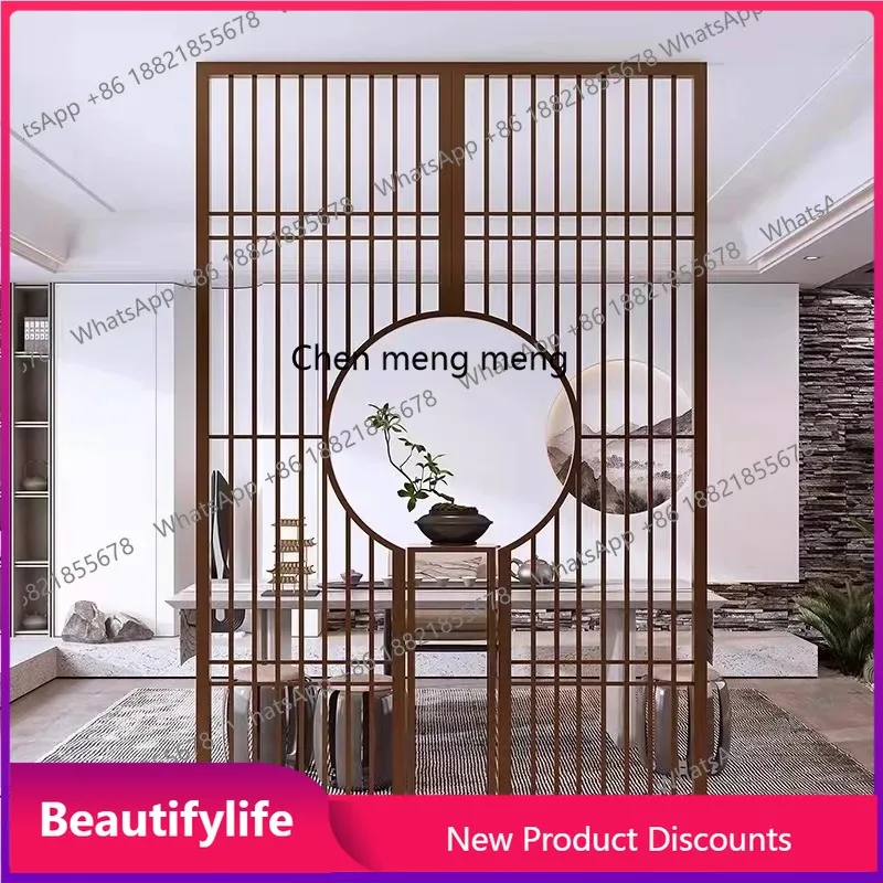 A17 New Chinese stainless steel screen office porch hollow living room dining room wrought iron decoration