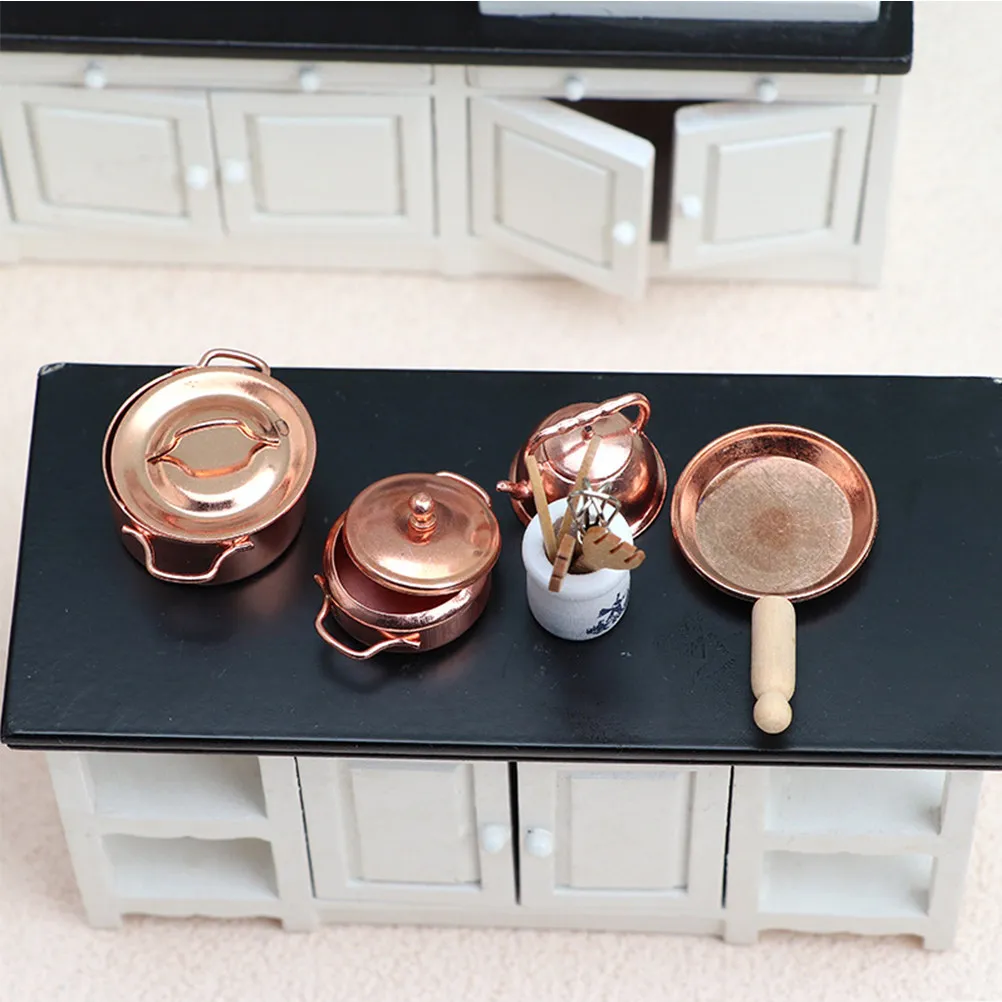 

Набор миниатюрных кастрюль для кукольного домика, декор для детской комнаты, аксессуар для микросцен, легкий реалистичный кухонный игровой набор