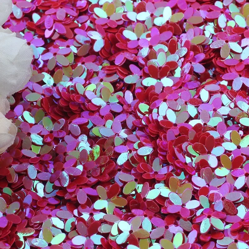 Matte White Transparent Crystal Flower Sequins, 10mm