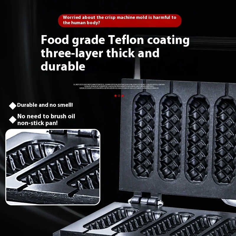 Pembuat Waffle Stick Renyah Berkualitas Tinggi Pembuat Pancake Komersial Pemanasan Merata Efisien Lapisan Anti Lengket Mesin Pembuat Waffle