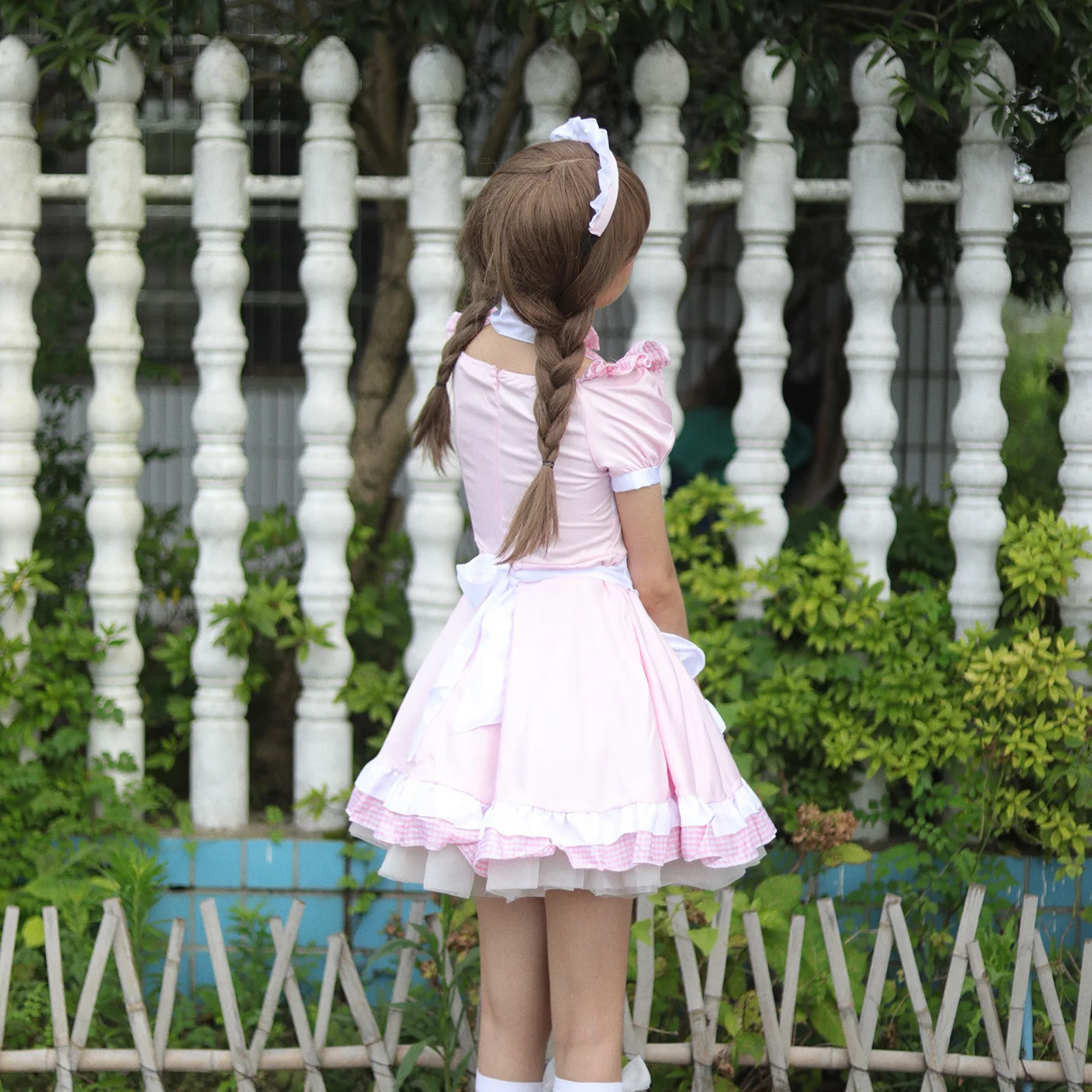 Gaun Pelayan Merah Muda untuk  - Anime Cosplay Cafe ulasan dan harga