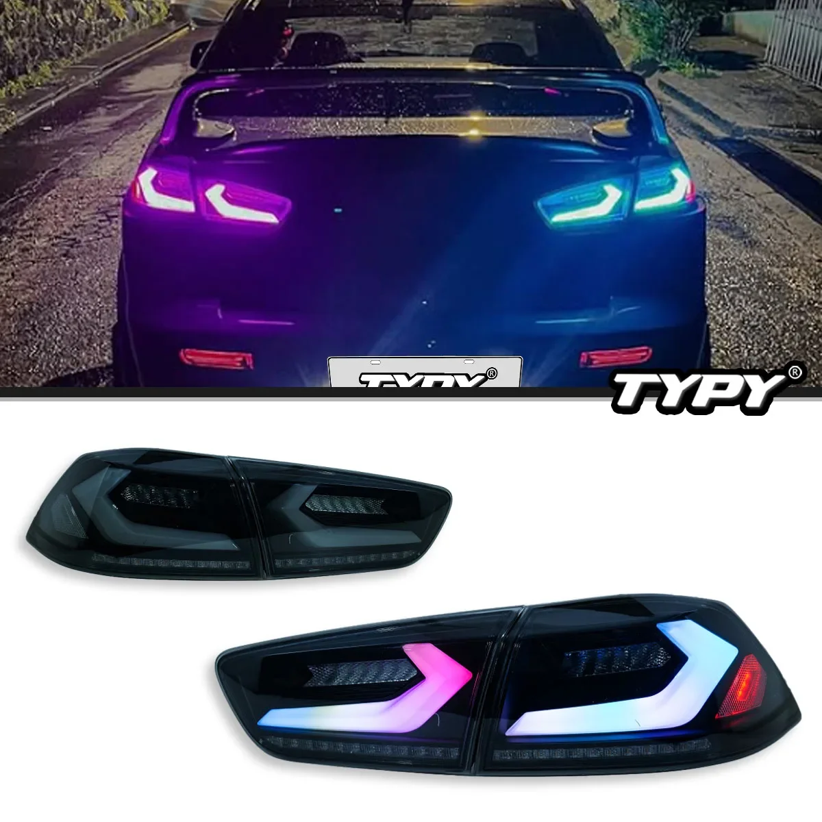 

Автомобильный фонарь для Mitsubishi Lancer EVO X RGB, задний фонарь 2008-2018, светодиодный проектор, задний фонарь, дневные ходовые огни, автоаксессуары