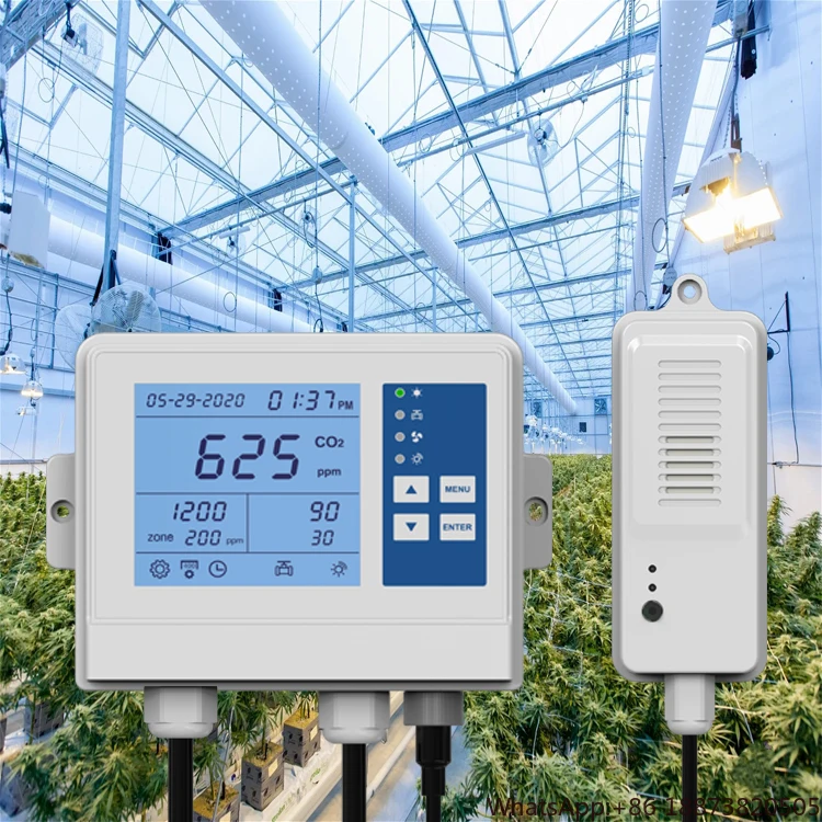 Plant CO2 enrichment greenhouse day night photocell grow control 10000PPM co2 regulator monitor controller for growing