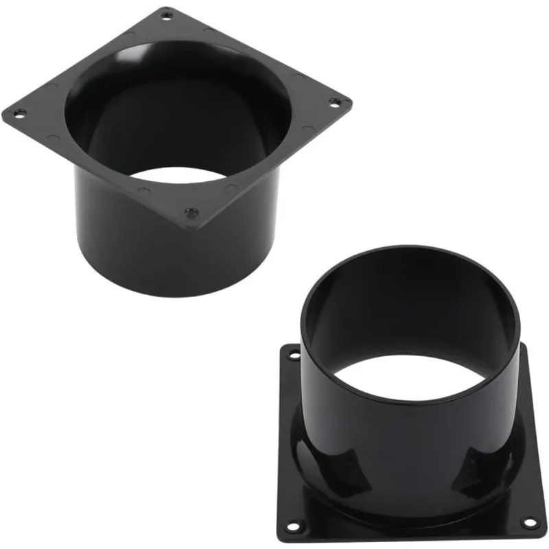 Square Bottom Straight Flange 75/100/120/150mm Black Plastic Flange Connector Air Inlet And Outlet Air Ducting Connection Flange