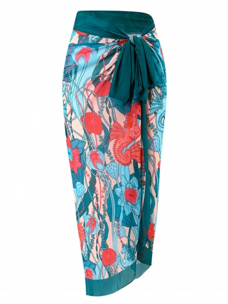 

Женские длинные саронги, купальник, накидки, пляжное бикини, прозрачная макси-юбка, 2026, летний шарф, накидки для купальников