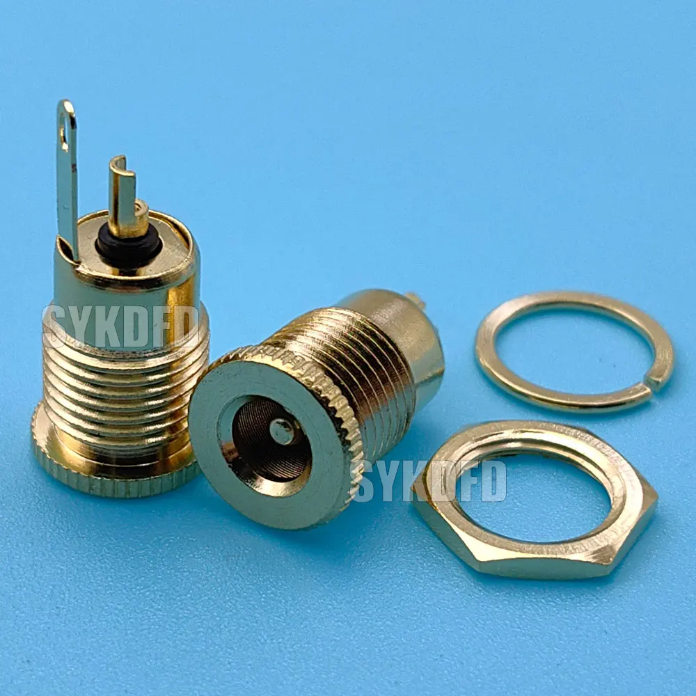 

Gold-plated 5.5x2.1/ 5.5x2.5mm DC Power 30V 10A High Current Connectors Female Jack Socket Nut Panel Mount DC Adapter Connector