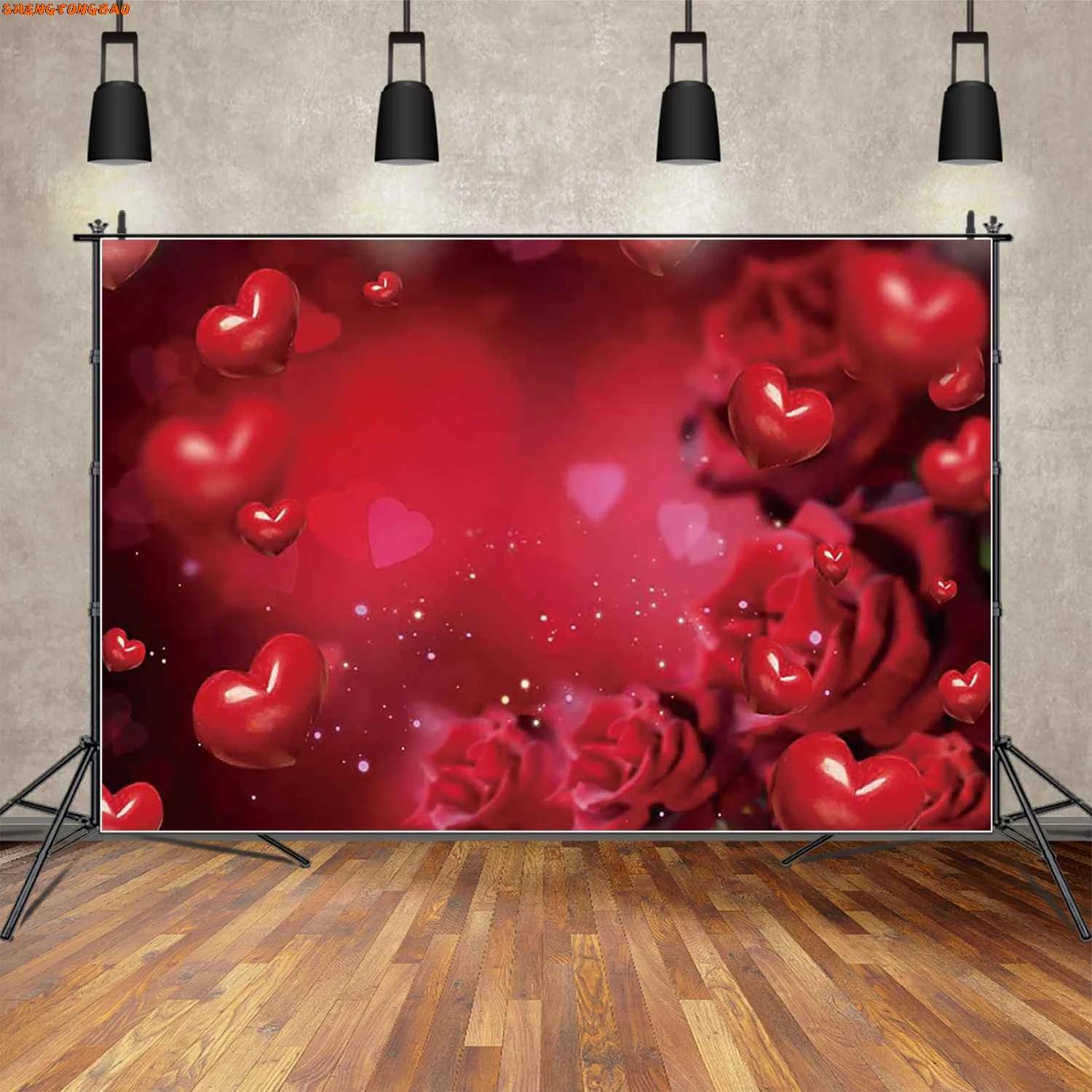 February 14 Valentines Decor Background Women Birthday Backdrop Wood Board Brick Wall Arch Door Photography Studio Props