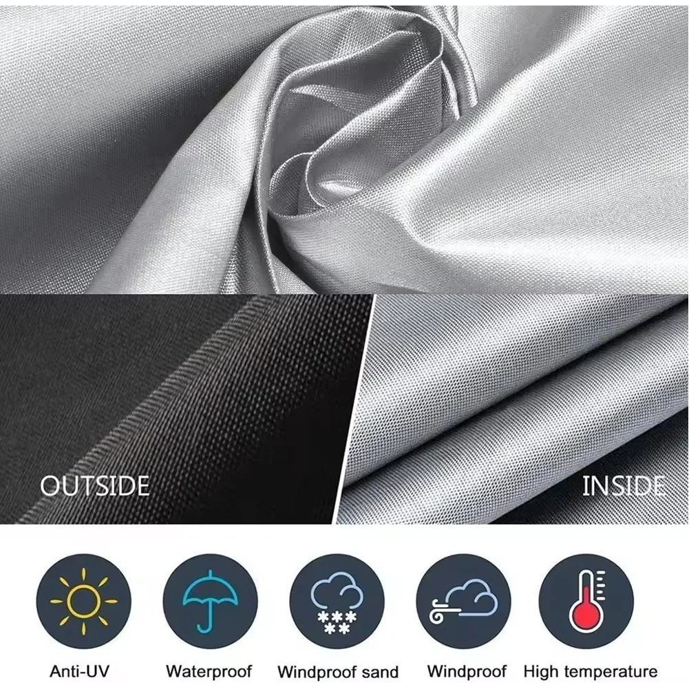 

Чехол для уличного гриля, круглый, устойчивый к УФ-излучению и разрывам, с утягивающим шнурком и застежкой на пряжке, легко чистится.