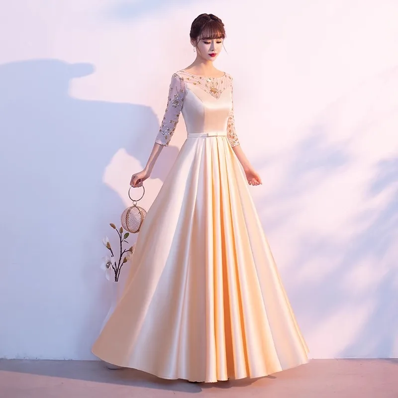 코러스 코스튬 롱 호스트 포멀 원피스, 고급스러운 연회 의상, 2024 신상 여성