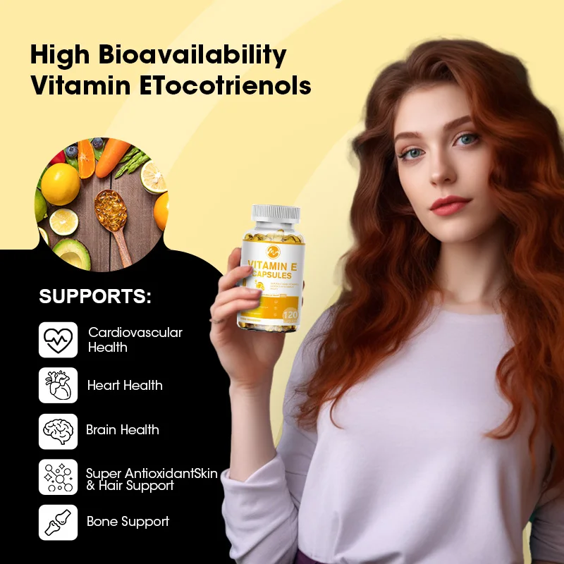 Natural Antioxidant Vitamin E 180MG (400 IU) Mixed Supports Immune System & Skin Nutrition Gluten Vitamin dietary supplements