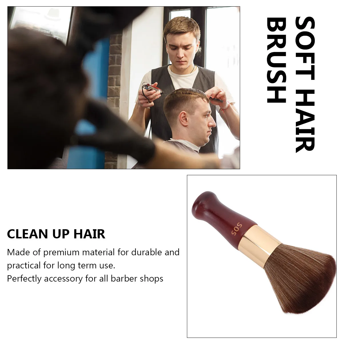 

1 шт. Профессиональная щетка для стрижки волос с длинной ручкой, удобный инструмент для чистки шеи, для использования парикмахерами