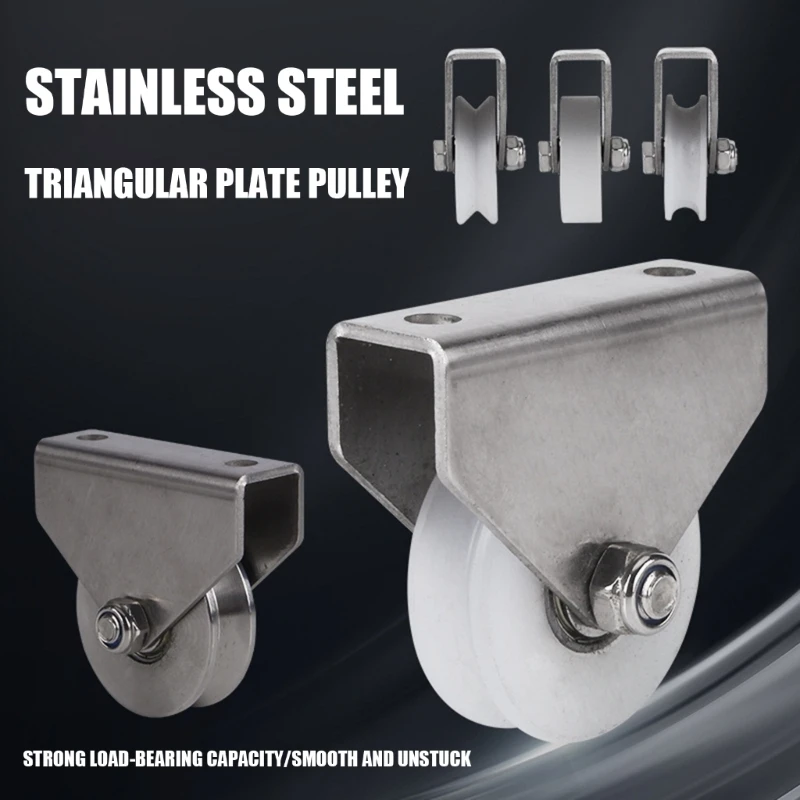 38/54/73mm Double-Hole Fixed Pulley with Grooved Wheel and Two-Position Mount for Guiding Rope at Flat Support Location M4YD