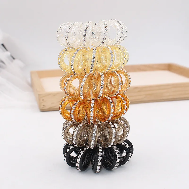 1PC Fashion Shining Rhinestone Telephone Cord Elastic Hair Band Crystal Rubber Band Hair Tie Ponytail Holder Head Band For Women