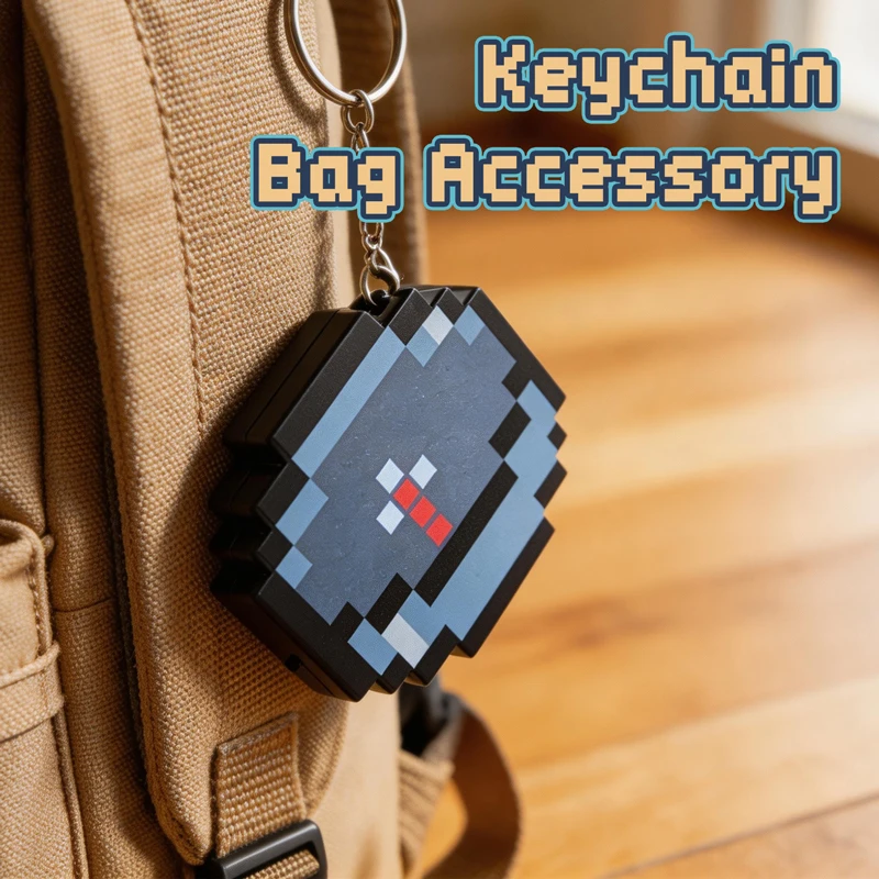 2026 NEW Rechargeable Pixel Compass Keychain Portable Moveable Retro Gaming Accessory Trinket Cool Gamer Gift for Girls Boys image 3