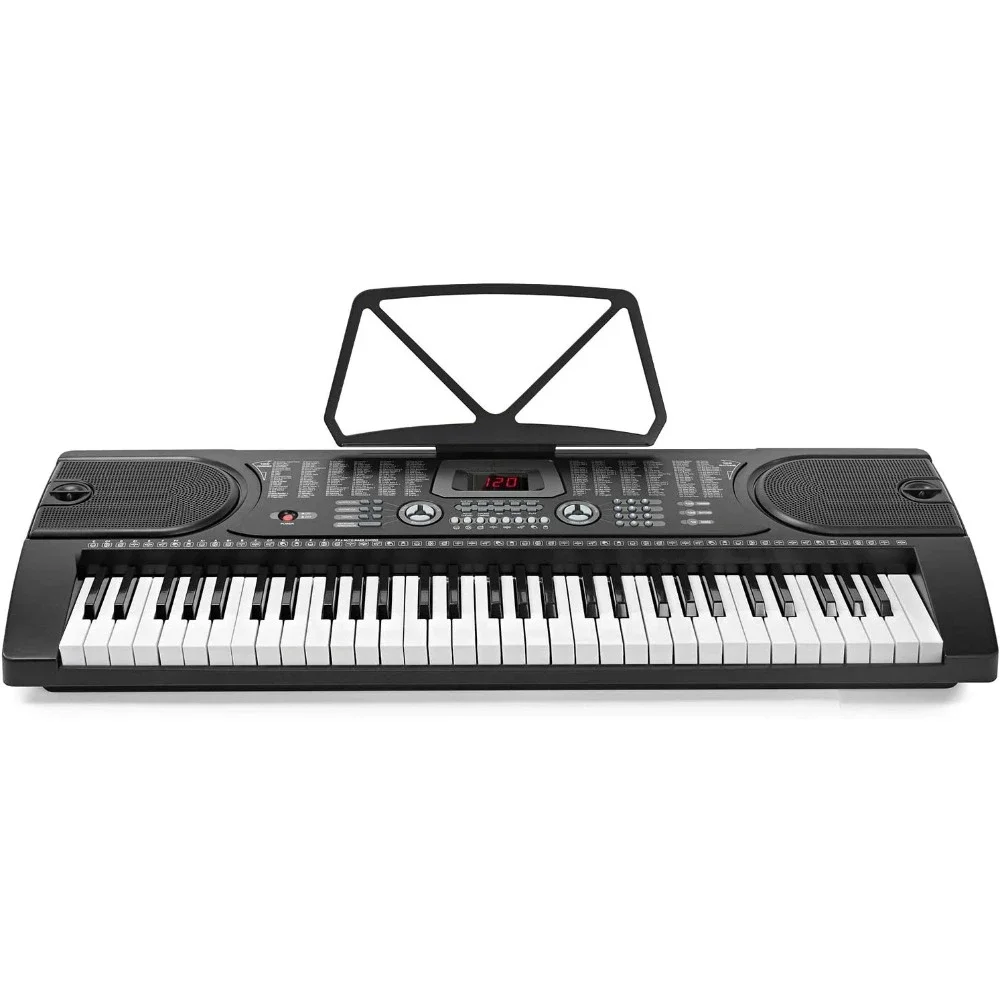 61-Key Digital Music Piano Keyboard - Portable Electronic Musical Instrument - with Microphone and Sticker Sheet Music Piano