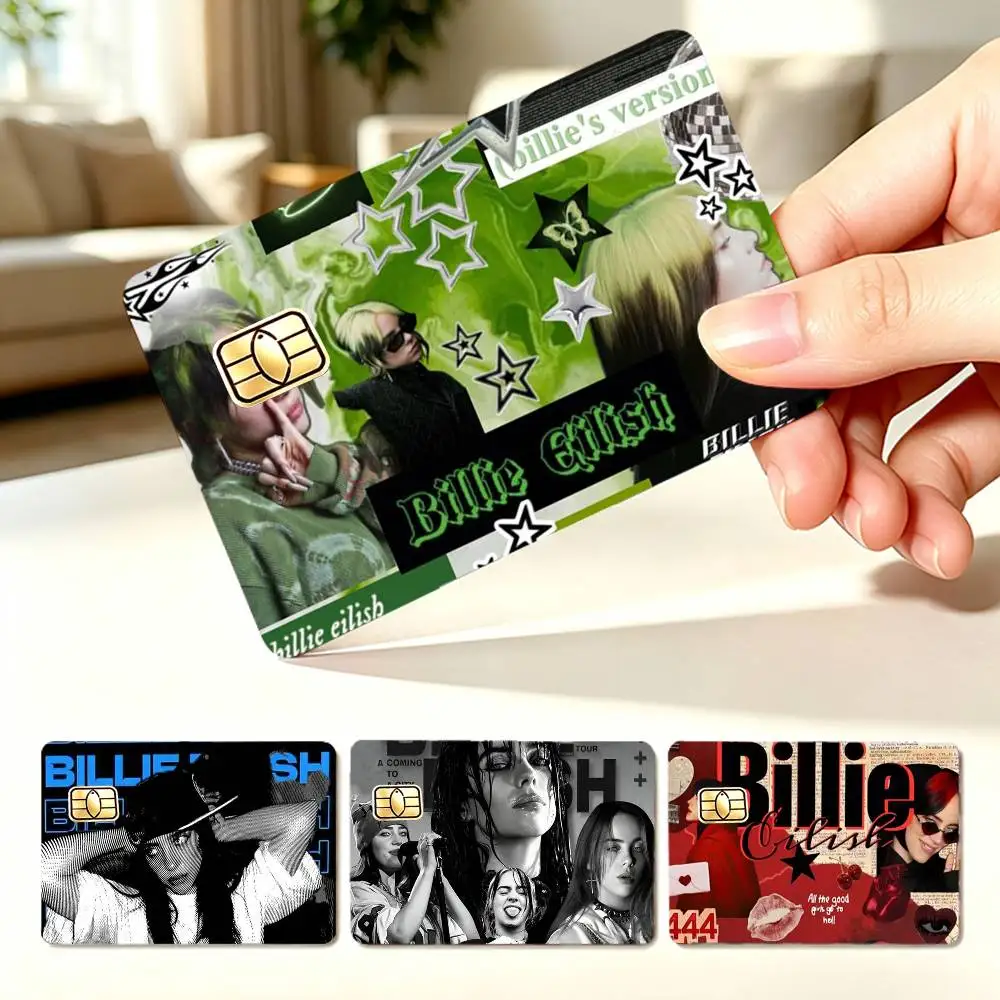 Music Artist B-Billie Eilish  4pcs 1Set Card Stickers Small Waterproof Chip 4PCS Card Sticker Anti-Scratch