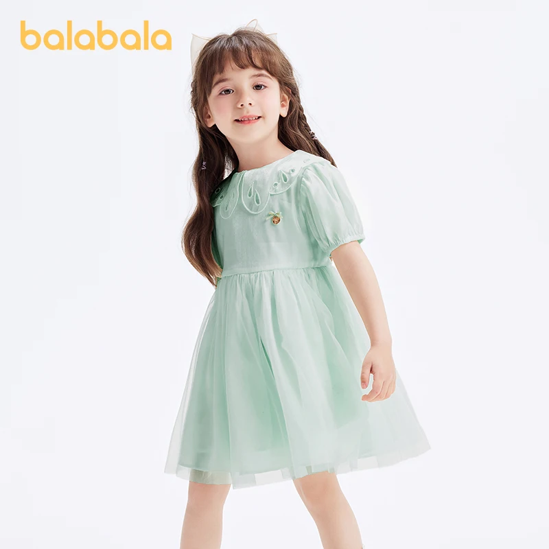 Balabala Jurk Meisjes 2024 Zomer Nieuwe Stijl Kinderen Chiffon Jurk Baby Delicate Gezwollen Prinsessenjurk