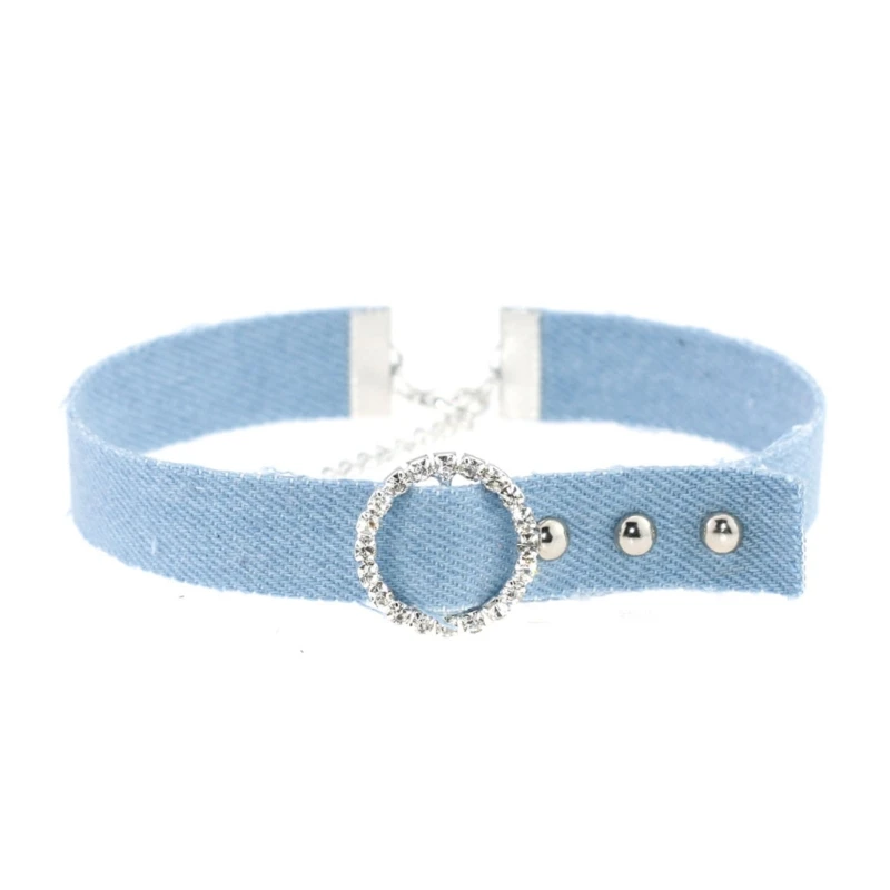 Largo Jean Choker Blue Strip Choker Collana Jean Choker Gioielli di moda sul collo Accessori Regalo per le donne