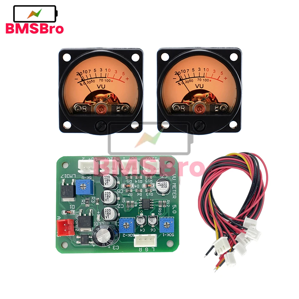 VU Level Audio Meter Stereo Amplifier Board+2pcs VU Meter 9-12V DC Stereo Amplifier Board Level Indicator with Driver Module