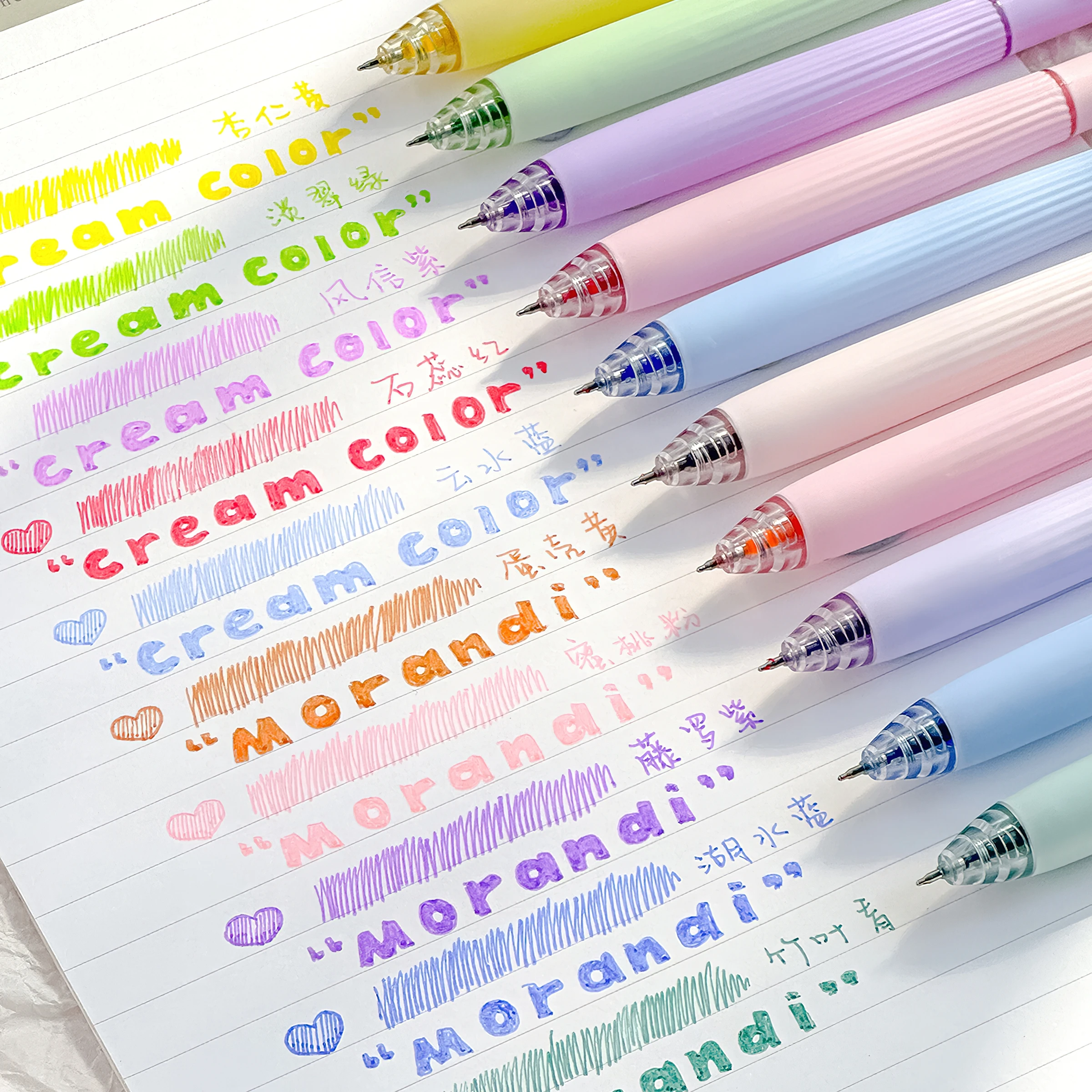 5pcs Multi Color Gel Pens Set Cream / Morandi / Retro 0.5mm Ballpoint Quick-dry Ink for Writing School A7630