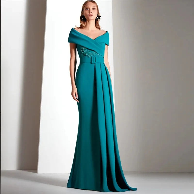 Off the Shoulder Long Mother of the Bride Dresses Floor-Length Mother Gowns Elegant Wedding Party Dress Sleeveless Customized