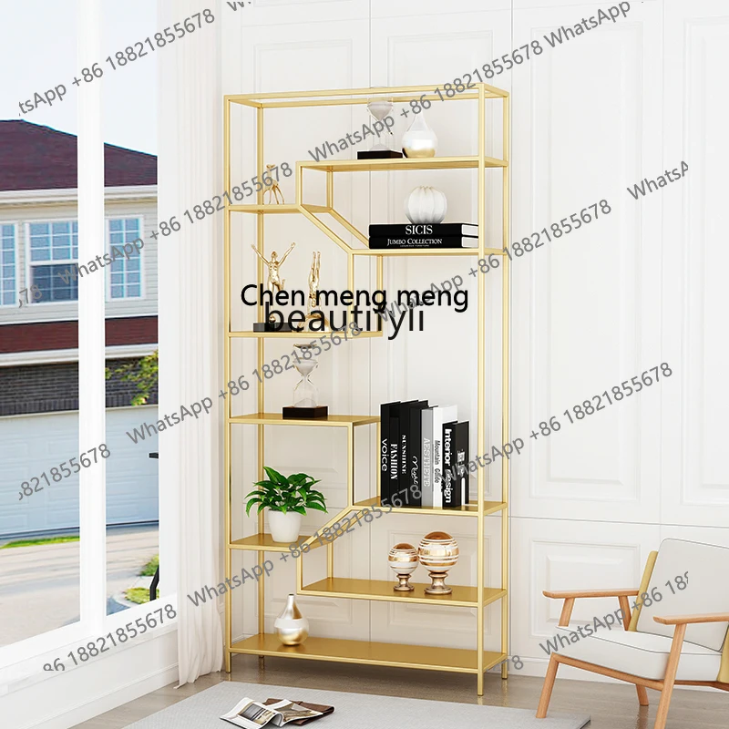 D178 Light luxury wrought iron living room shelf office partition creative multi-layer bookcase modern, bookshelf floor