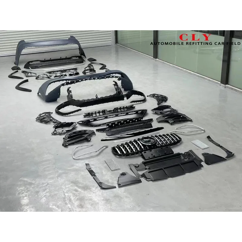 مصدات السيارة الأمامية والخلفية لـ 2020 2021 GLS Facelifts GLS63 مجموعات الجسم مصبغة السيارات أقواس العجلات الناشر ماسورة العادم #1