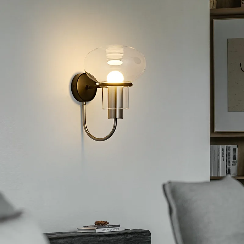 Eenvoudige wandlamp Nordic binnenbedverlichting wandlamp licht luxe gekleurd glas