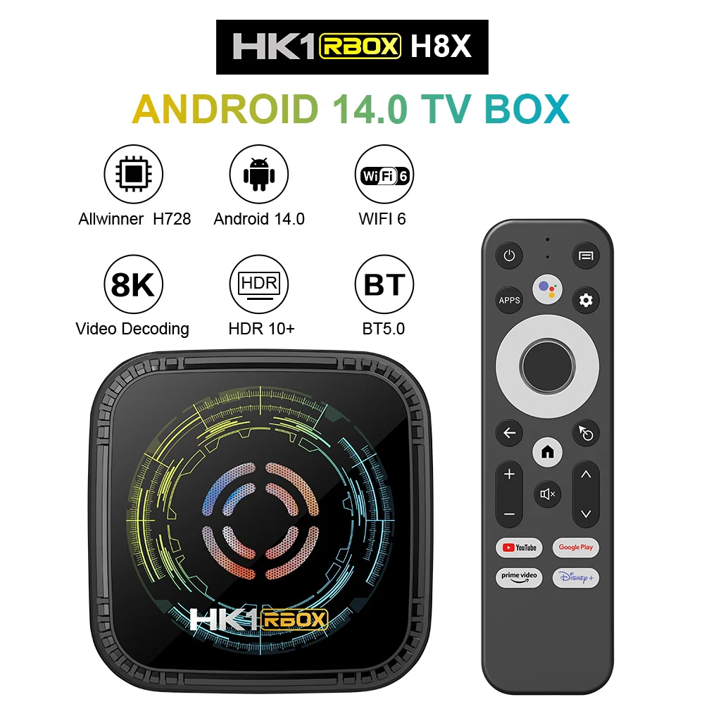 TV BOX HK1 RBOX H8X Android 14 4GB 64GB Allwinner H728 Octa Core 8K Gigabit Ethernet Wifi 6 BT HD Smart Media Player Set Top Box