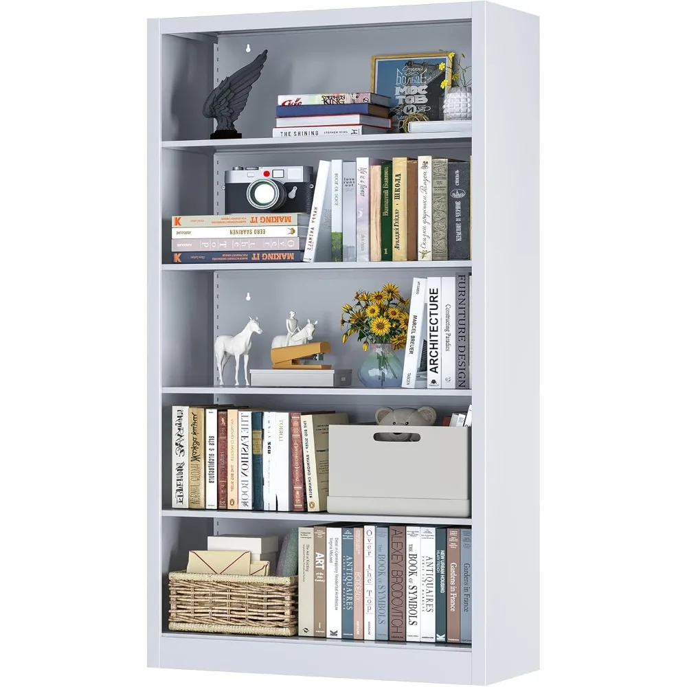 

Bookcase, 5 Shelf Bookcases for Books, Garage Kit, CDs, Toys, Bookshelves and Bookcases for Home Office Library Living Room, Met