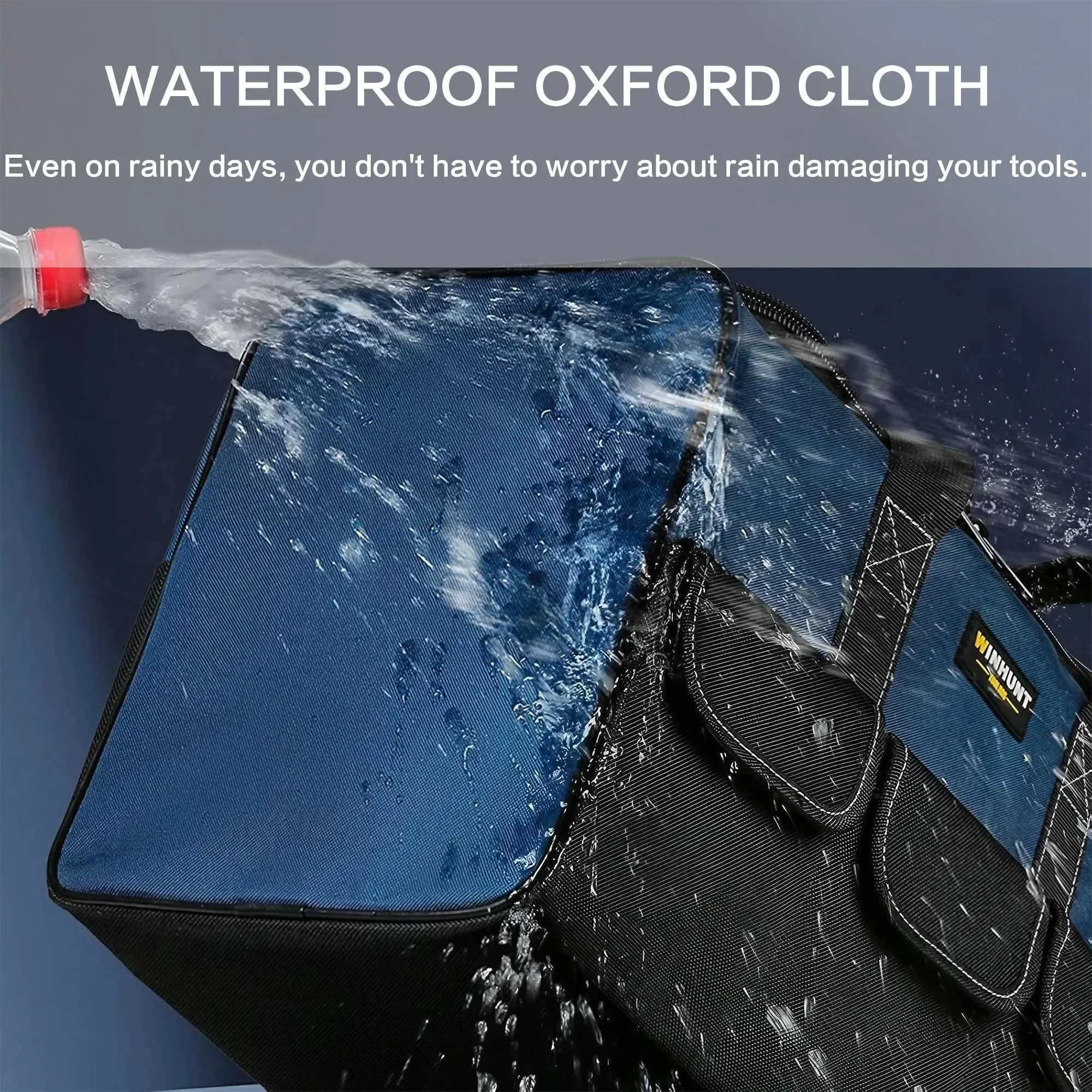 Bolsa de herramientas resistente de gran capacidad con organizador multicompartimentos, parte inferior reforzada para herramientas de construcción y taller