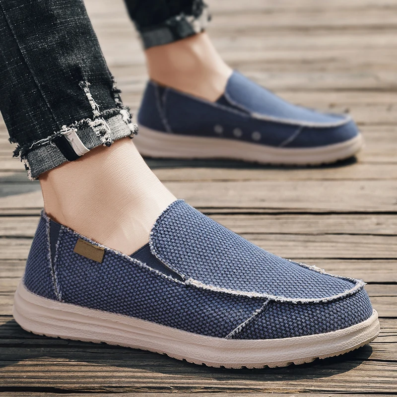 Outdoor Non-Slip Sneakers Comfortable Summer Denim Canvas Men Breathable Casual Shoes Driving Shoes Men's Loafers Big Size 39-47