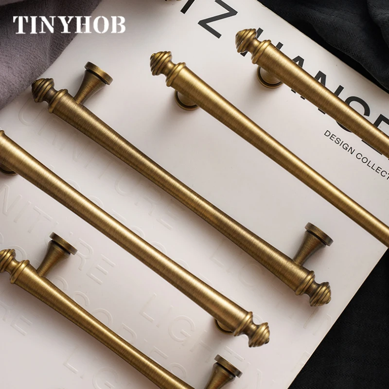 Tinyhob Ancient Bronze Brass Handles Drawer Pulls Bedroom Cupboard Wardrobe Dresser Shoe Box Drawer Cabinet Handles Knobs