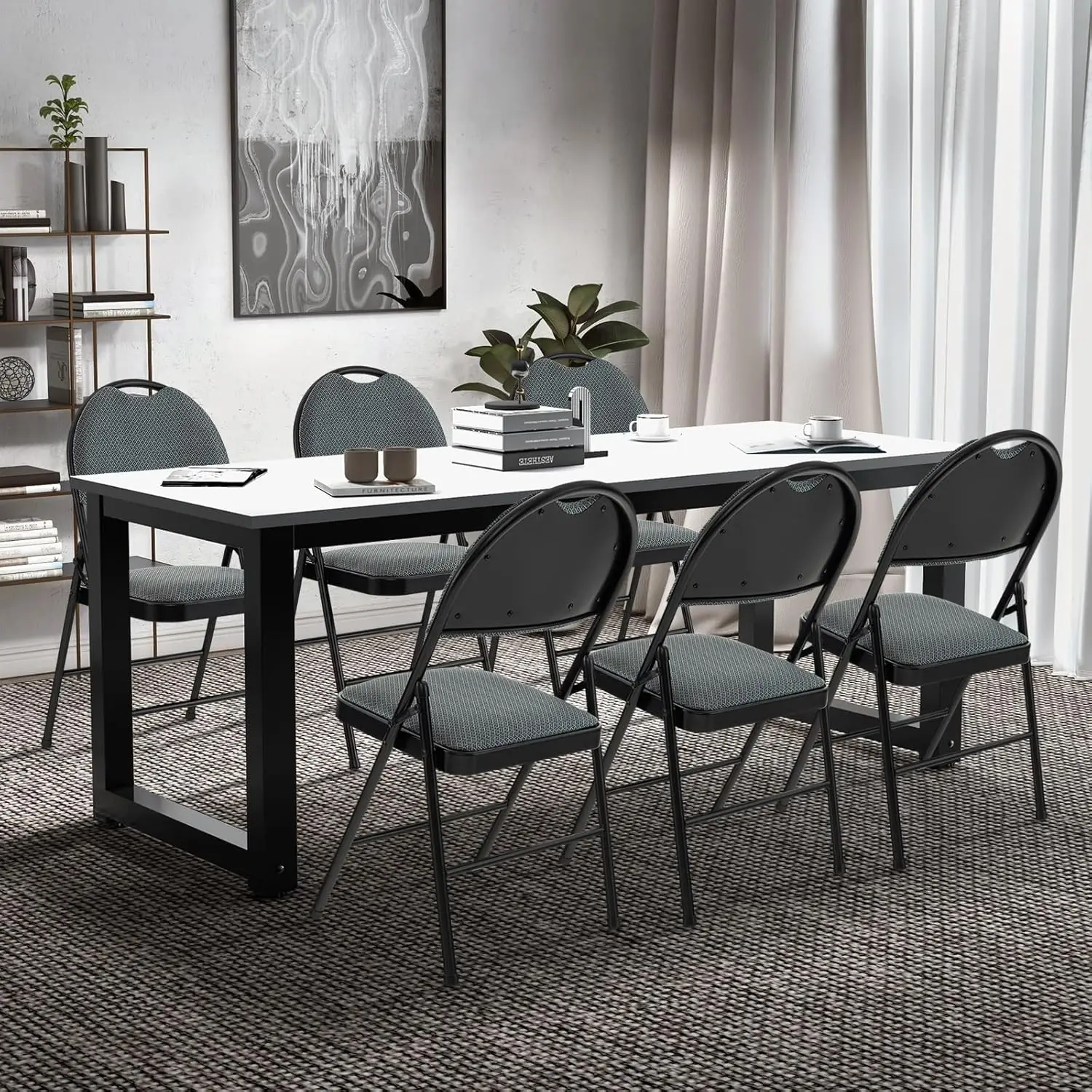 Folding Chairs 6 Pack, Foldable Chair Set With Padded, Handle Hole And Metal Frame Dining Chair Set For Indoor And Outdoor,