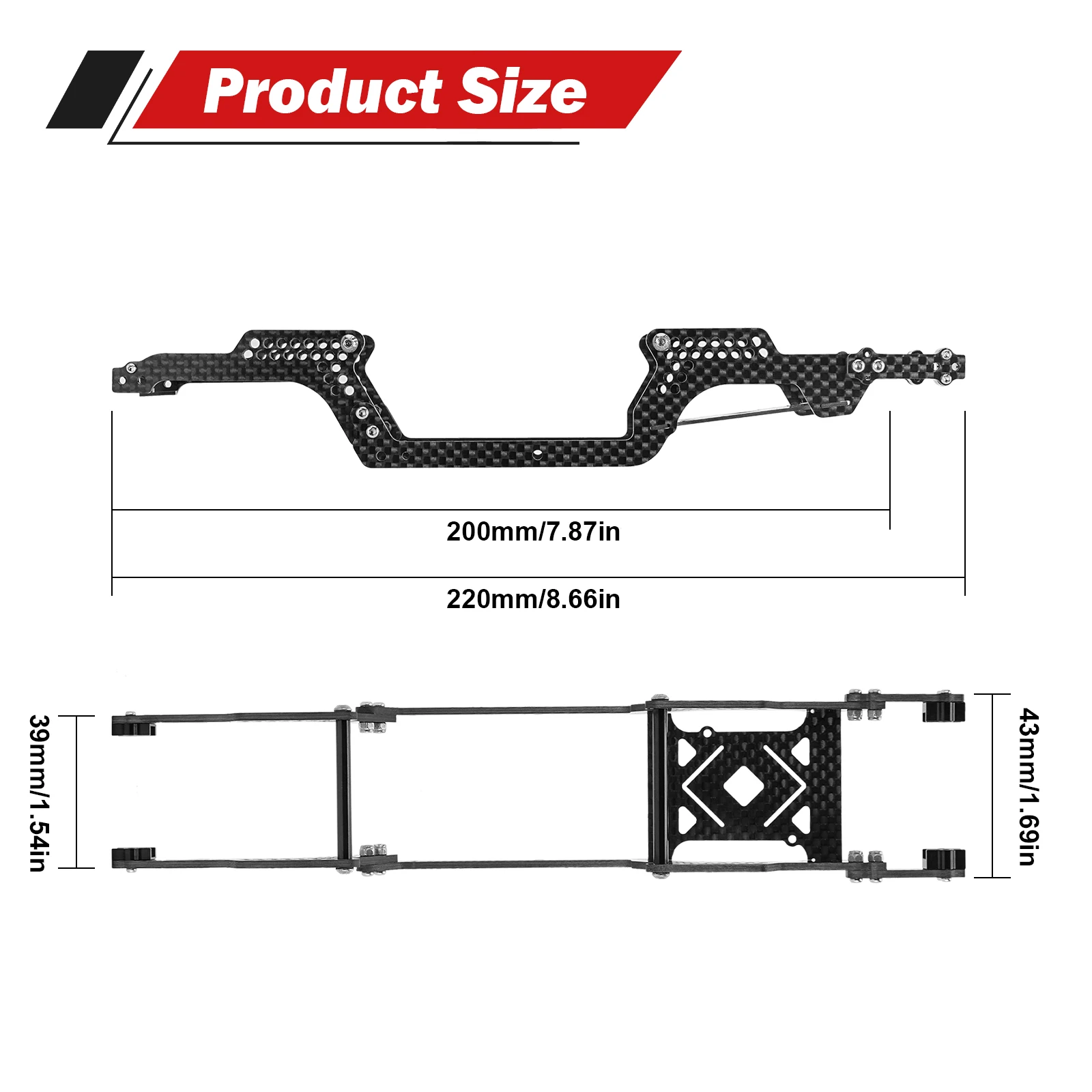 Kit Chassis Fibre De Carbone LCG Pour TRX4M 1/18 | Plateau Batterie Amovible, Upgrade Pour Crawler RC Defender, Bronco Châssis Bas RC Crawler Suspension Kit Chassis Fibre De Carbone LCG Pour TRX4M 1/18 | Plateau Batterie Amovible, Upgrade Pour Crawler RC Defender, Bronco Châssis Bas RC Crawler Suspension
