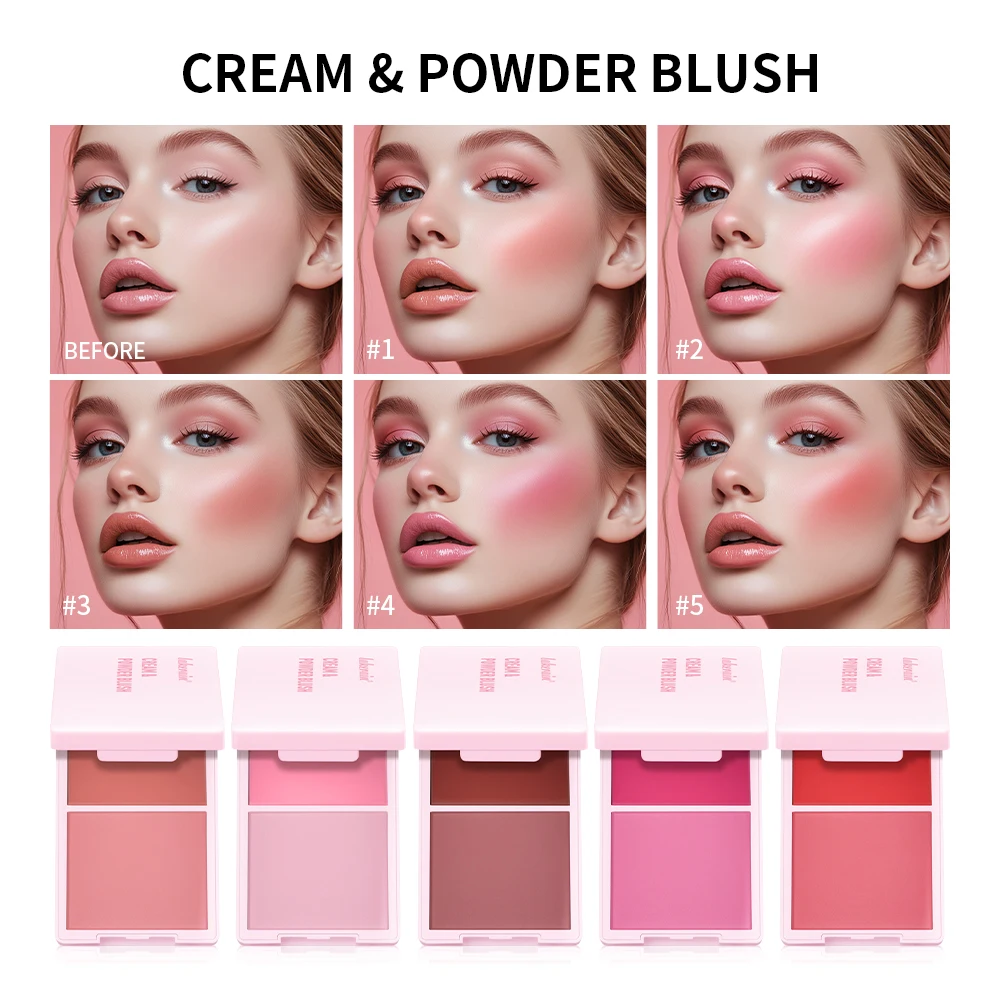 2 em 1 creme & pó blush fosco natural blush paleta de maquiagem dos olhos longa duração alta renderização de cor brilhante mindinho patrick ta blush