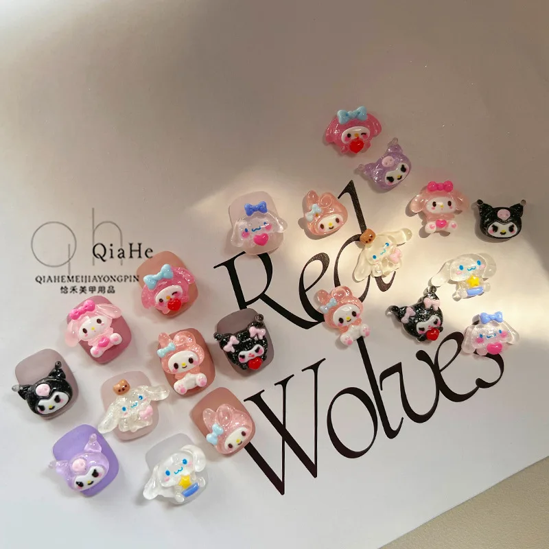 

Sanrio Cartoon Nail Accessories Kawaii Anime Kuromi My Melody Cinnamoroll Cute Girl Resin Nail Patch Ornament Decoration Gift