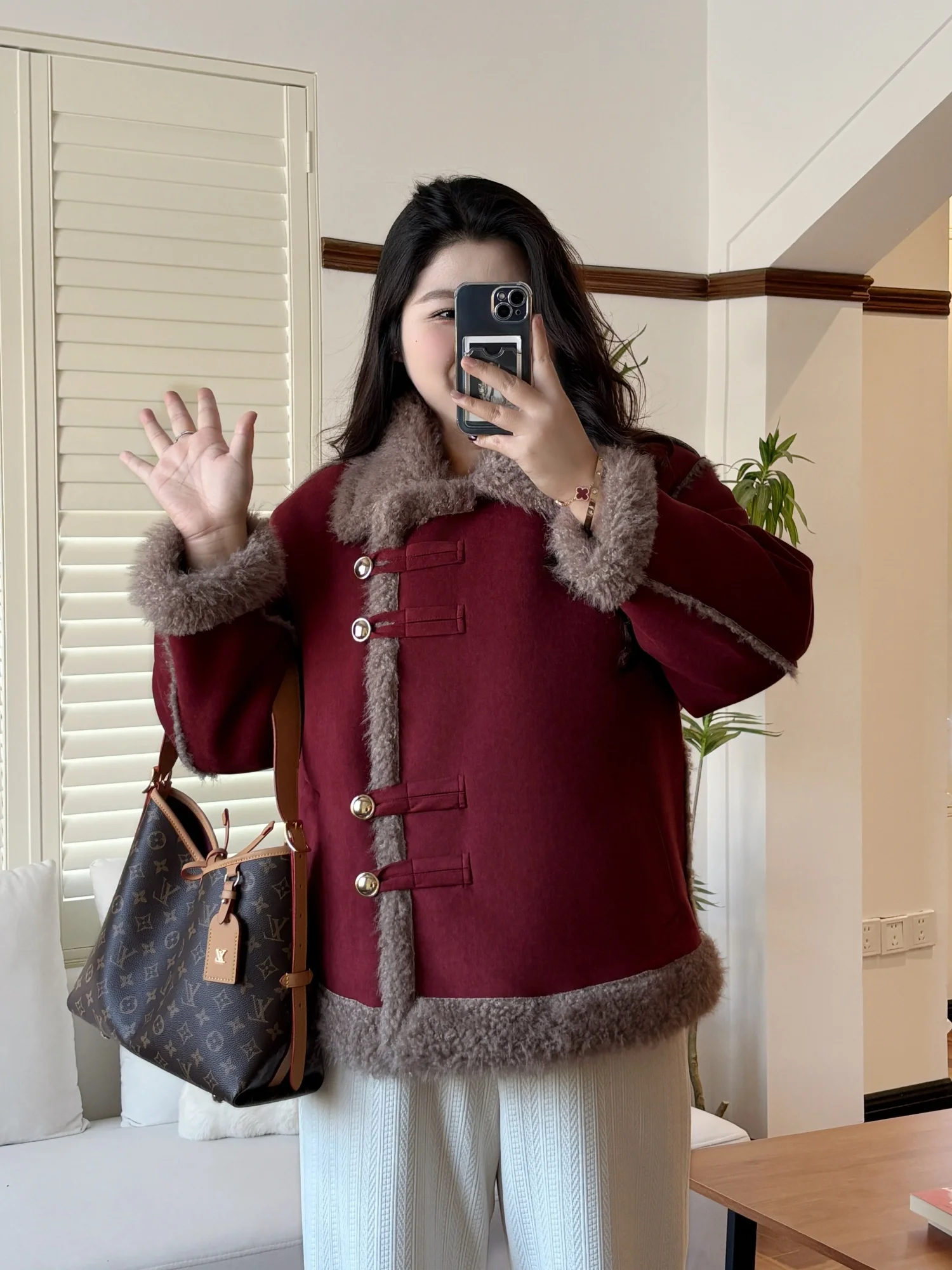 

plus Size Women's Winter Fleece Lined Stand Collar Jacket Comfortable Warm Lazy Style Short Outerwear Versatile Slimming Top