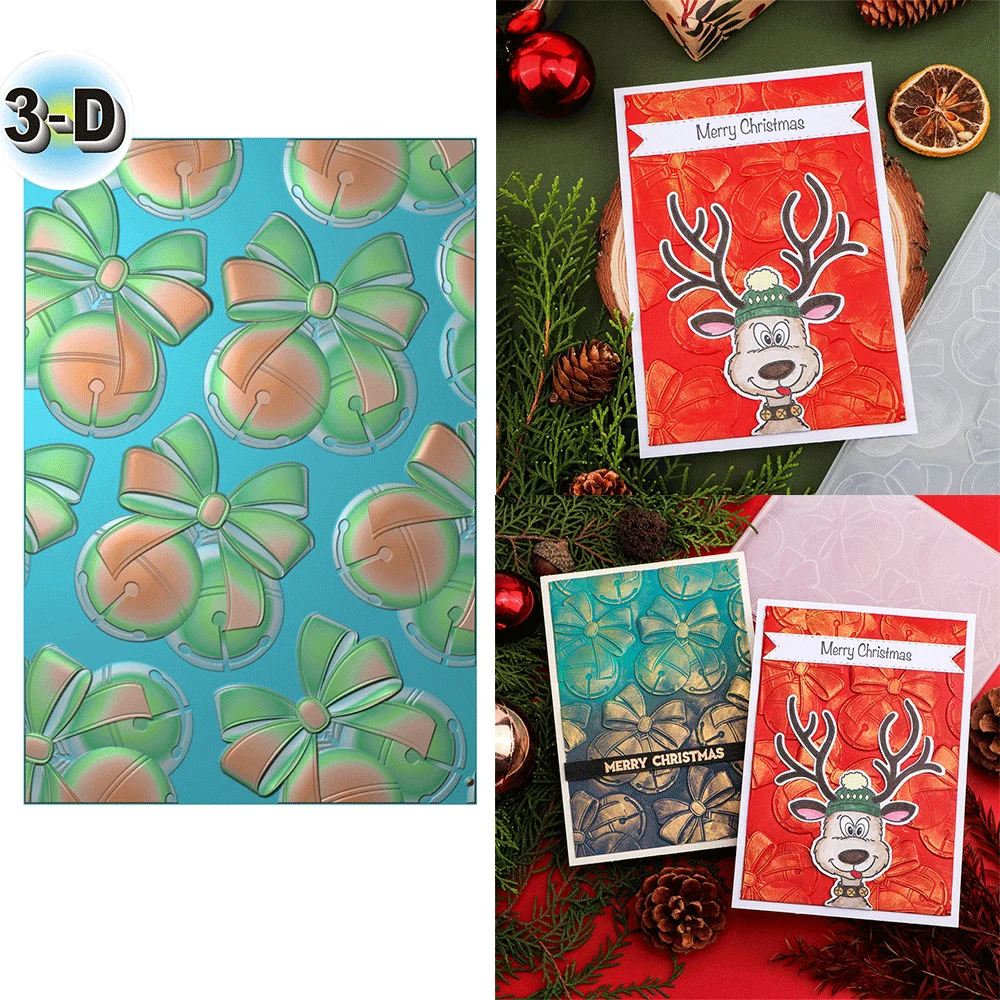 Christmas Bell 3D Embossing Folder and Matching Dies for Adding Textured Detail To Paper Crafting Card Making Supplies