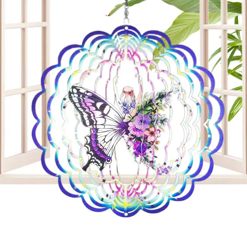 Hunging Wind Turbine Decoration Kinetic Art Butterfly Ornament Metal Wind Energy Sculpture For Window Home Patio Garden