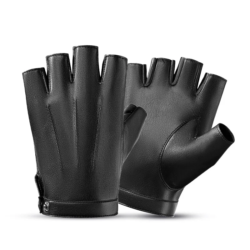 PU Leather Gloves Fingerless Unisex Cosplay Hip Hop Punk Style Daily Use Retro Performance Gothic Faux Leather Steampunk Gloves