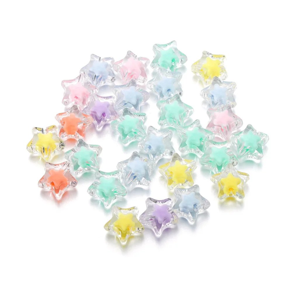 20 teile/los fünfzackige Stern transparente Farbe klar Acryl Spacer lose Perlen für Schmuck machen DIY Armband Zubehör – Detail 7
