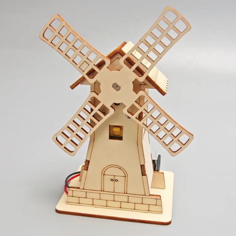 Electric Windmill Hut Student Educational Science and Education Toys Creative Technology Production Handmade Material Package