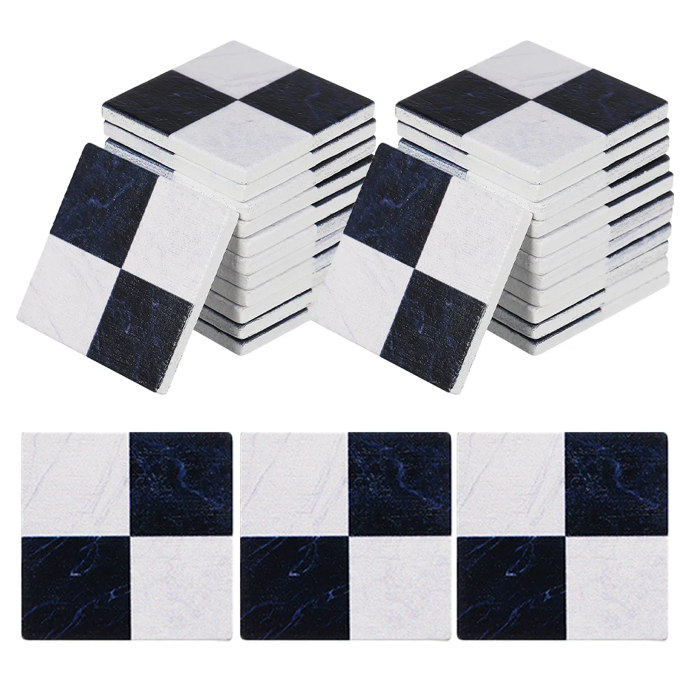 45 Pcs Tile Simulated Wooden Floor Checkerboard Tiles for Dollhouses Floorboards Flooring DIY Decoration Child