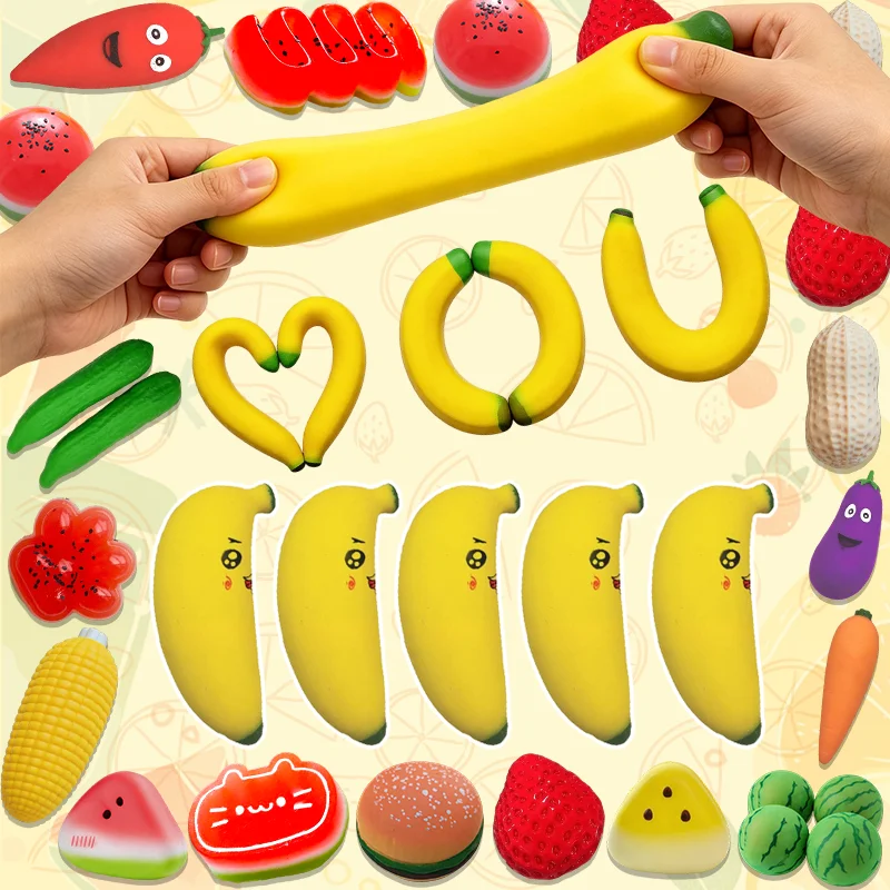 Jouet Squishy Banane Fruitée, Jouet à Presser Doux en Forme de Banane, Jouet Anti-Stress Fidget à Remontée Lente, Décoration de Bureau, Cadeau d'Anniversaire pour Adolescents et Adultes