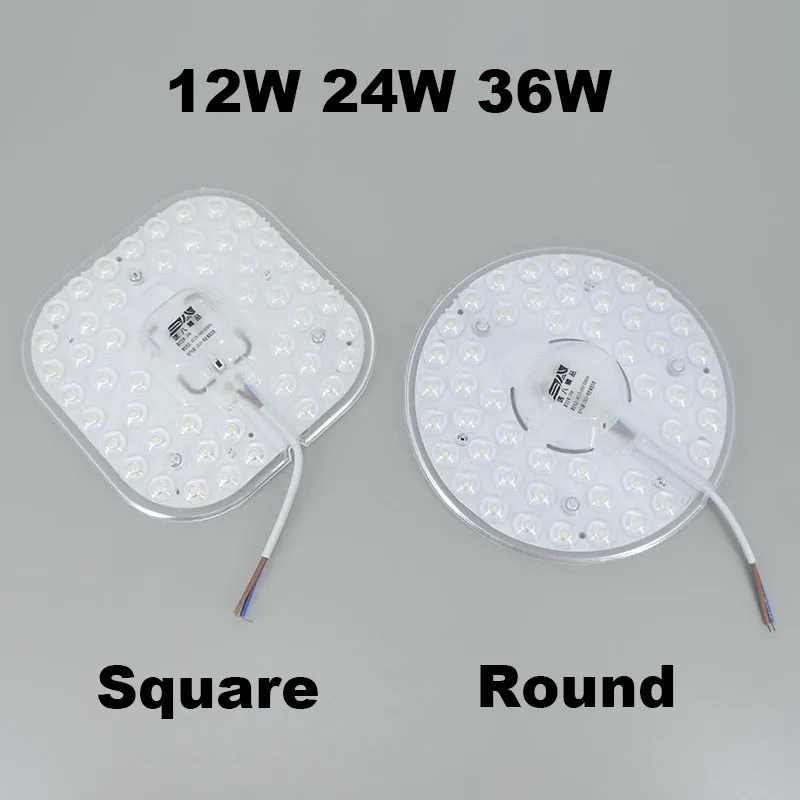 36W 24W 12W LED Ring PANEL Circle white Light source SMD2835 chip LED square Round soffitto board lampada circolare board AC 220V