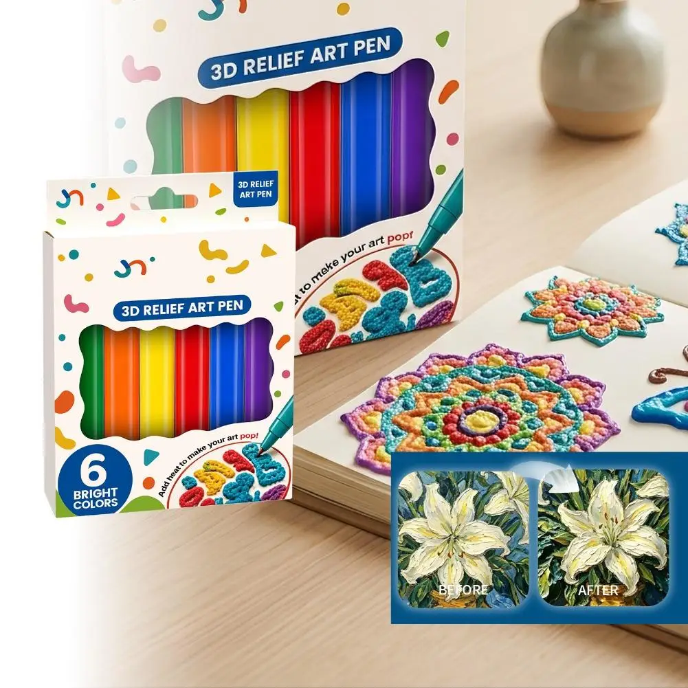 Popcorn Expansion Drawing Pens Smooth Quick Dry 3D Art Markers for Notebook Scrapbook Greeting Cards and Handmade Decoration