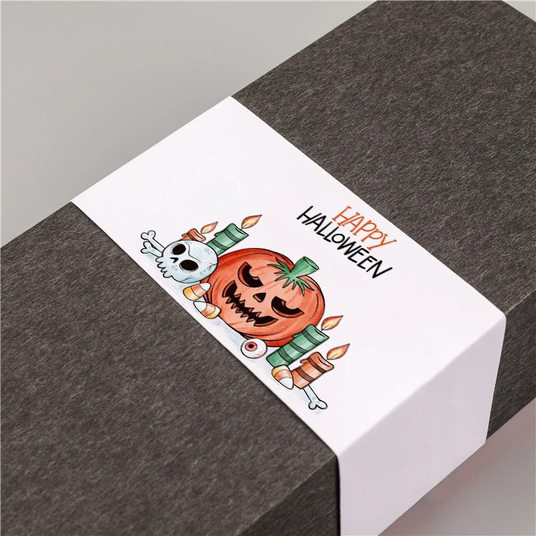 Caja de dulces Horizontal feliz Halloween, caja de regalo, sello de embalaje, etiqueta autoadhesiva, caja de regalo, pegatina de envoltura