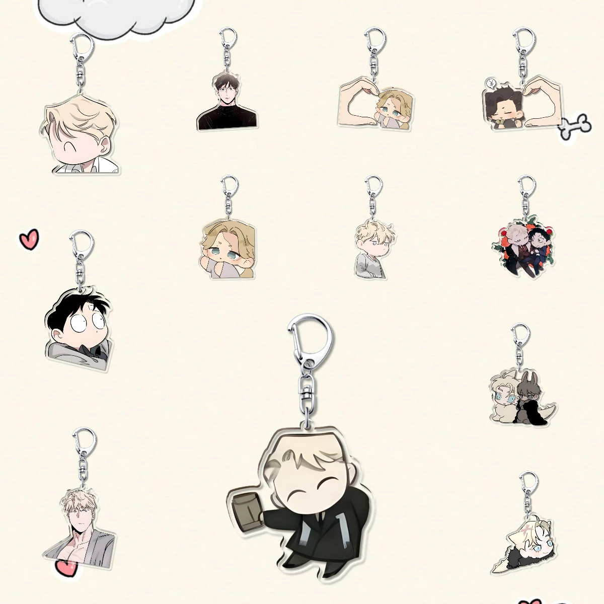 Hot Korean Cartoon BL Manga Anime Roses and Champagne keychain Fans Collection Jewelry Gift